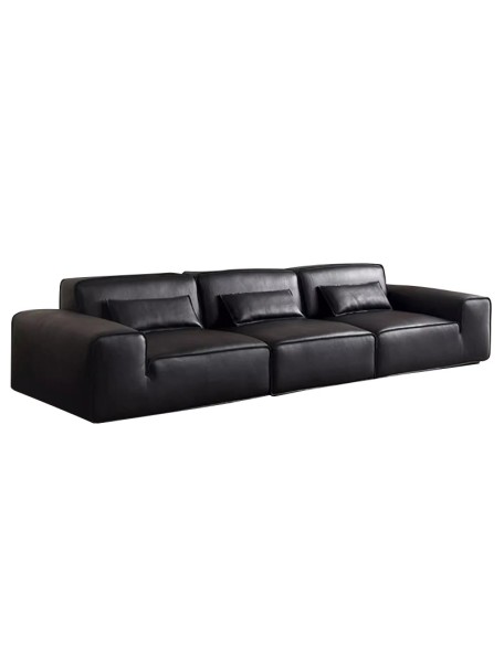 Full Leather Straight Row Italian Minimalist Living Room Sofa