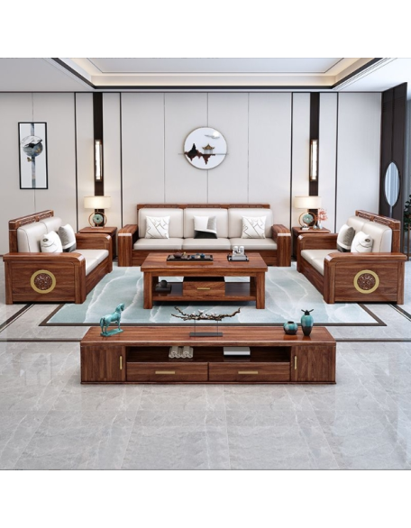 Walnut solid wood sofa home modern new Chinese style