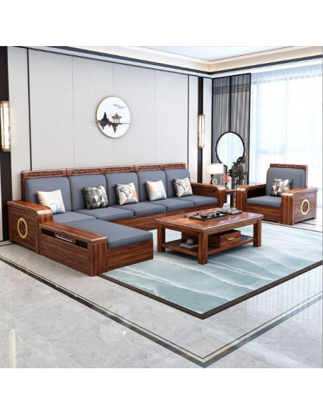 Walnut solid wood sofa home modern new Chinese style